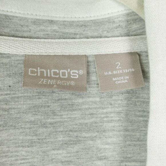 Chicos Open Front Cardigan Sweater Womens Size 2 U.S. 12/14 Colorblocked Gray - Picture 3 of 9